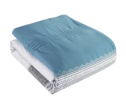 Hilden White & Blue Color Block Bedding Set -Home Decor Store 810611477 A7 3