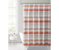 Gray & Rust Stripe 14-Piece Shower Curtain & Rug Set