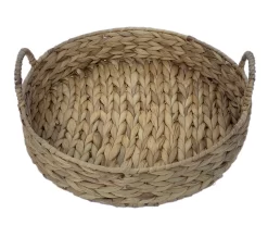 Brown Woven Round Water Hyacinth Decorative Tray, (14") -Home Decor Store 810612685 A4 4