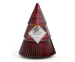 Festive Gathering Sparkling Cinnamon Glass Tree Candle, 8 Oz.