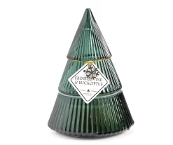 Festive Gathering Frosted Pine & Eucalyptus Glass Tree Candle, 8 Oz.