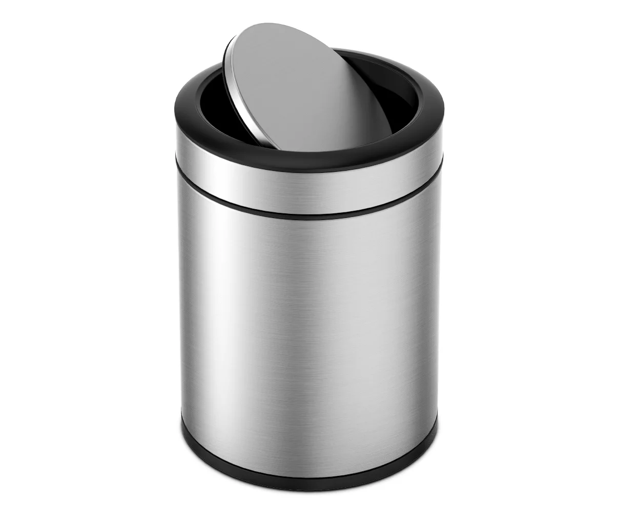 Stainless Steel 2-Gallon Swing Top Wastebasket 1 Stainless Steel 2-Gallon Swing Top Wastebasket