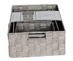 Taupe 4-Piece Woven Strap Storage Bin Set -Home Decor Store 810613673 A0 3