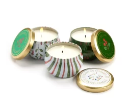 Fresh Balsam, Santa's Cookies & Cinnamon Cheer Holly Berry Tin Candle Gift Set, 3-Pack -Home Decor Store 810613786 A0 2