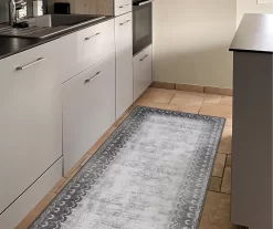 My Magic Carpet Dardon Gray Scallop-Border Washable Runner Rug, (2.5' X 7') -Home Decor Store 810615375 A4 8