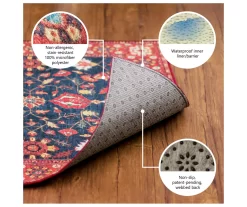 My Magic Carpet Sasha Blue & Cream Floral Washable Runner Rug, (2.5' X 7') -Home Decor Store 810615380 A8 5