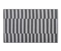 My Magic Carpet Tratti Black & Cream Offset Stripe Washable Area Rug, (5' X 7')