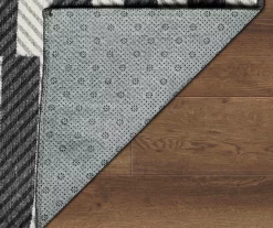 My Magic Carpet Tratti Black & Cream Offset Stripe Washable Area Rug, (5' X 7') -Home Decor Store 810615381 A5 4