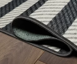 My Magic Carpet Tratti Black & Cream Offset Stripe Washable Area Rug, (5' X 7') -Home Decor Store 810615381 A8 3