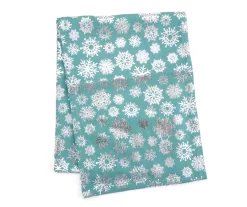Frosted Forest Teal & Silver Snowflake Table Runner