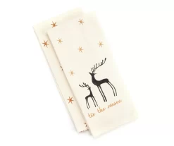 Festive Gathering "The Season" Ivory & Black Deer 2-Piece Kitchen Towel Set