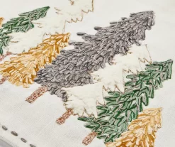 Festive Gathering White & Green Embroidered Trees Table Runner -Home Decor Store 810615955 A8 2