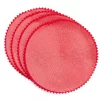 Red Pom-Pom Trim Round Placemats, 4-Pack
