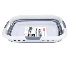 White & Gray Stripe Collapsible Laundry Basket -Home Decor Store 810616885 A0 3
