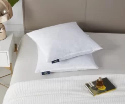 White Medium-Firm Cotton-Feather Square Pillow, 2-Pack