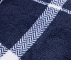 Navy & White Plaid Queen/King Velvet Plush Blanket -Home Decor Store 810617521 810617523 A8 2