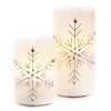 Silver Glitter & Gem Snowflake 2-Piece LED Pillar Candle Set