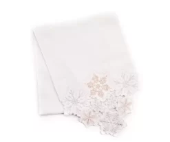 Frosted Forest White Embroidered Cutout Snowflake Table Runner