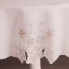 Frosted Forest White & Silver Cutout Snowflake Fabric Tablecloth