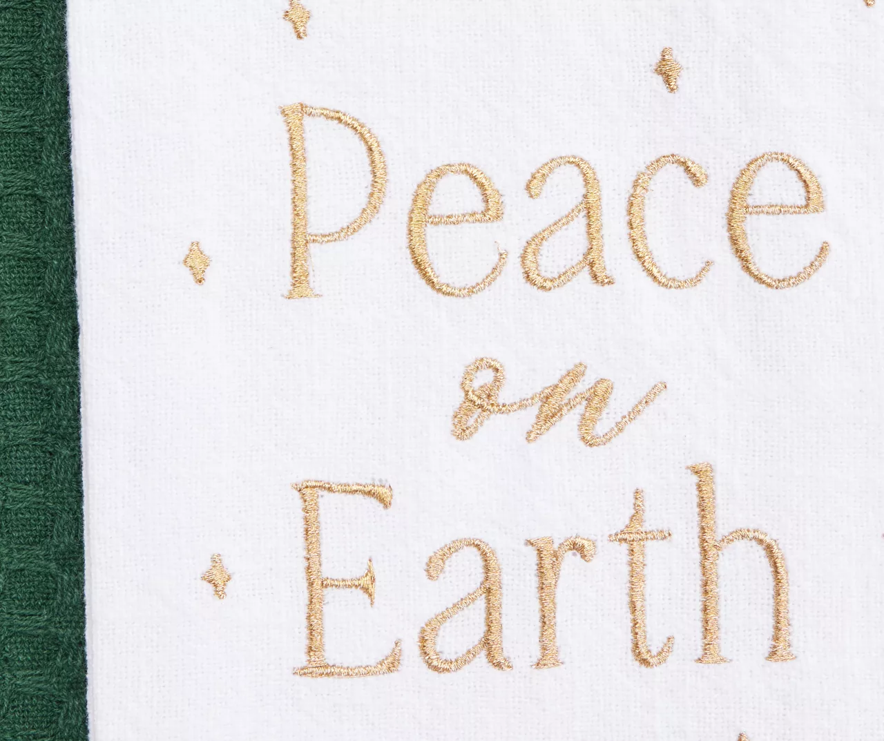 Festive Gathering "Peace On Earth" White & Green 2-Piece Kitchen Towel Set 2 Festive Gathering "Peace On Earth" White & Green 2-Piece Kitchen Towel Set - Image 2