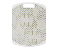 White & Gold Chevron Cutting Board, (11" X 14")