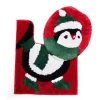 Red Penguin Toilet Topper & Contour Rug Set