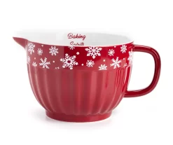 Red & White Holiday Ceramic Batter Bowl