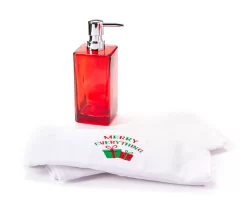 "Merry Everything" Red & White Gifts 3-Piece Soap Pump & Towel Set -Home Decor Store 810619506 A0 2
