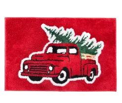 Santa's Workshop Red Truck Bath Rug