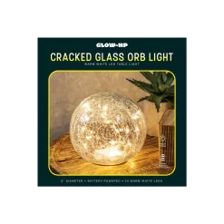 Glow-Up Warm White Cracked Glass Orb LED Light -Home Decor Store 810621582 P0
