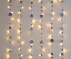 Glow-Up Iridescent Moon & Star Curtain Light Set, (3.5' X 5')