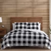 Black & White Buffalo Check Plush Full/Queen 3-Piece Quilt Set