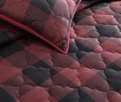 Black & Red Buffalo Check Plush Full/Queen 3-Piece Quilt Set 6 Black & Red Buffalo Check Plush Full/Queen 3-Piece Quilt Set -Home Decor Store 810625032 A8 2