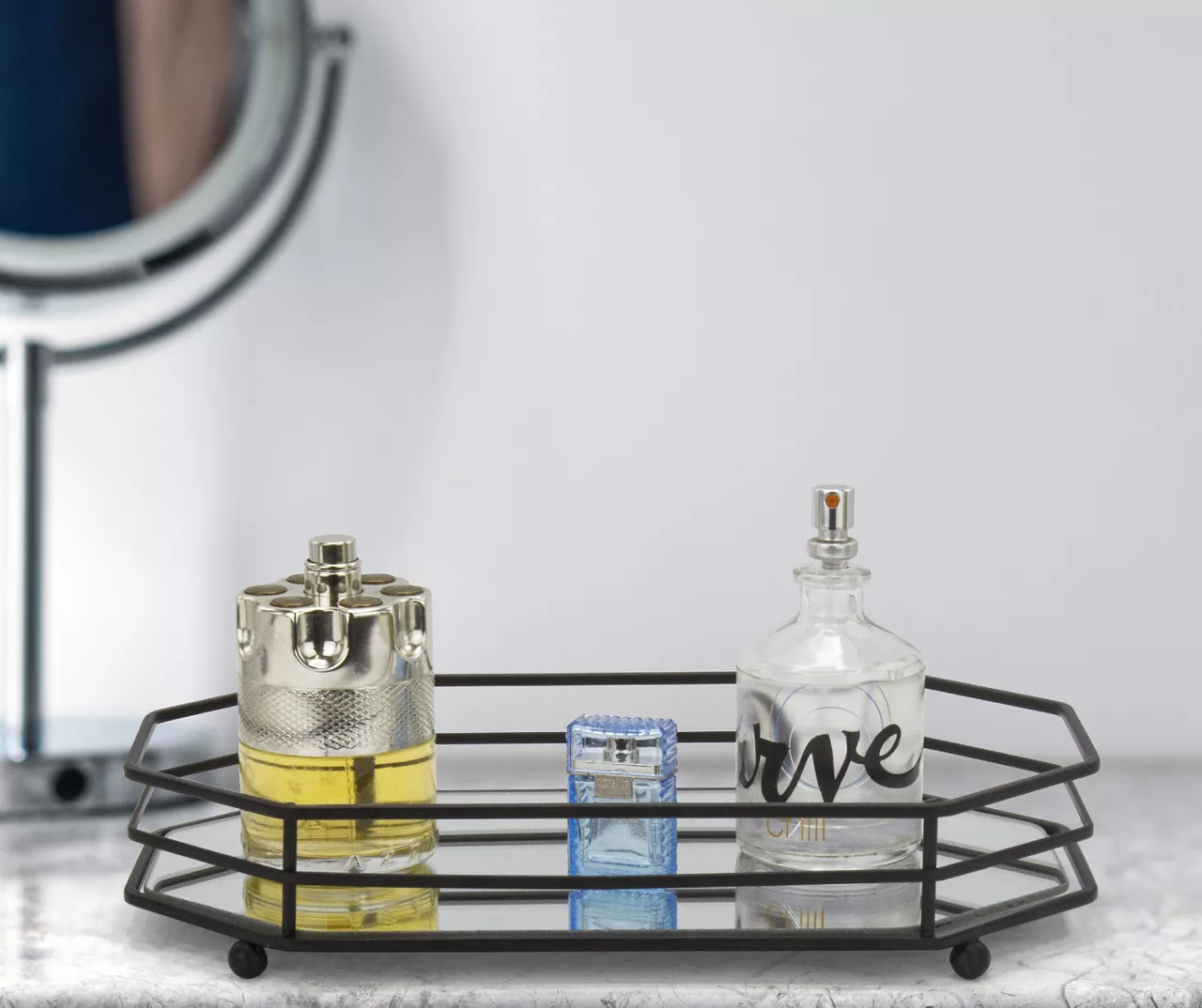 Matte Black 2-Bar Geometric Mirrored Vanity Tray 3 Matte Black 2-Bar Geometric Mirrored Vanity Tray - Image 3