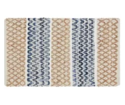 Dakota Tan Diamond & Denim Zigzag Accent Rug, (24" X 36")