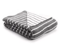 Gray & White Stripe Reversible Knit Throw, (50" X 60") -Home Decor Store 810651181 A0 1 1