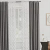 Waylon Silver Lattice Sheer 4-Piece Curtain Panel Set, (84")