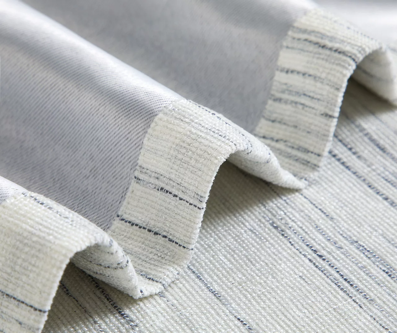 Gray Stripe Chenille Grommet Curtain Panel Pair With Blackout Lining, (84") 3 Gray Stripe Chenille Grommet Curtain Panel Pair With Blackout Lining, (84") - Image 3