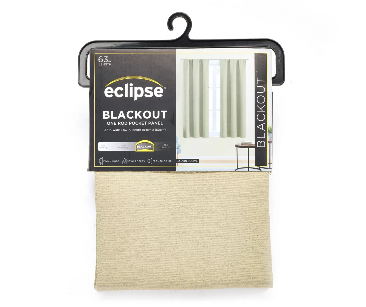 Green Blackout Rod Pocket Curtain Panel, (63") 1 Green Blackout Rod Pocket Curtain Panel, (63")