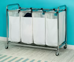 Chrome & White Quad Laundry Sorter -Home Decor Store 810669664 A0 3