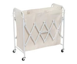 White Collapsible Accordion Triple Laundry Sorter