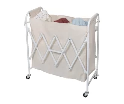 White Collapsible Accordion Triple Laundry Sorter -Home Decor Store 810669665 A0 9