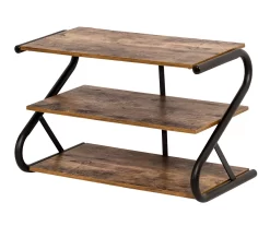 Black & Brown Z-Frame 3-Tier Wood Shoe Rack