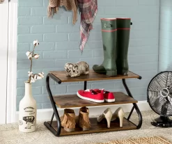 Black & Brown Z-Frame 3-Tier Wood Shoe Rack -Home Decor Store 810669671 A0 3