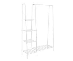 White A-Frame Freestanding Closet With Rack & Shelves