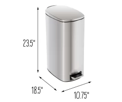 Stainless Steel 10.5-Gal. Pedal Soft-Close Slim Trash Can -Home Decor Store 810669702 A0 8