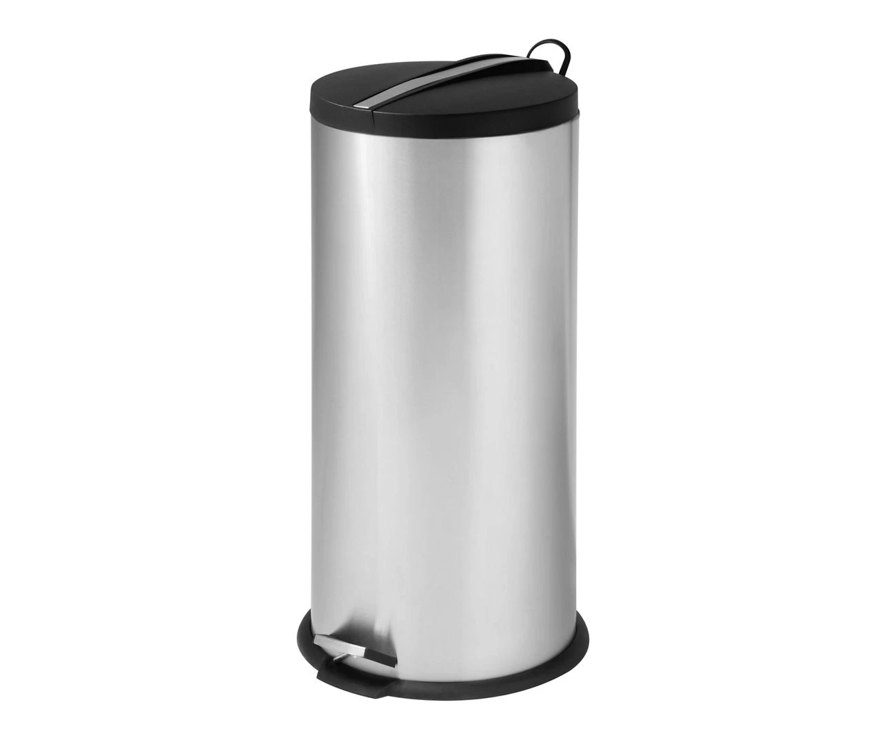 Stainless Steel & Black 8-Gal. Round Pedal Trash Can 1 Stainless Steel & Black 8-Gal. Round Pedal Trash Can