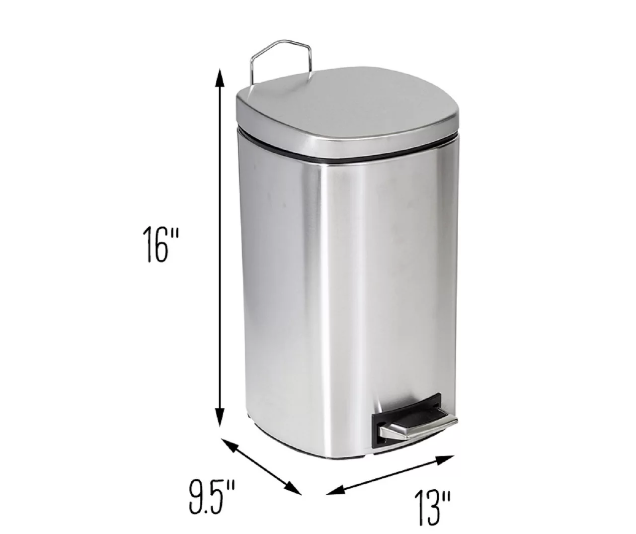 Stainless Steel 3-Gal. Rounded-Square Pedal Soft-Close Trash Can 8 Stainless Steel 3-Gal. Rounded-Square Pedal Soft-Close Trash Can - Image 8