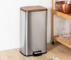 Silver & Rose Gold Stainless Steel 2-Piece Pedal Soft-Close Trash Can Set -Home Decor Store 810669709 A0 8