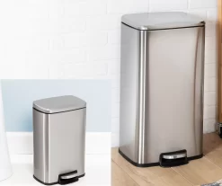 Stainless Steel Rectangular 2-Piece Pedal Soft-Close Trash Can Set -Home Decor Store 810669710 A0 7